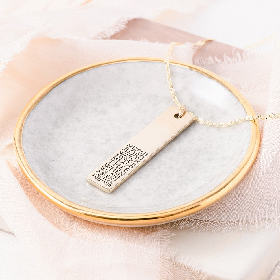 14k Gold Mizpah Pendant Necklace | Genesis 31:49