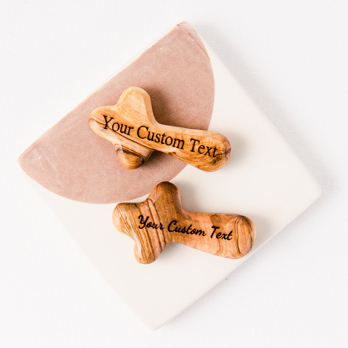 Custom Personalized Bethlehem Olive Wood Comfort Cross | Engraved Holy Land Prayer Cross