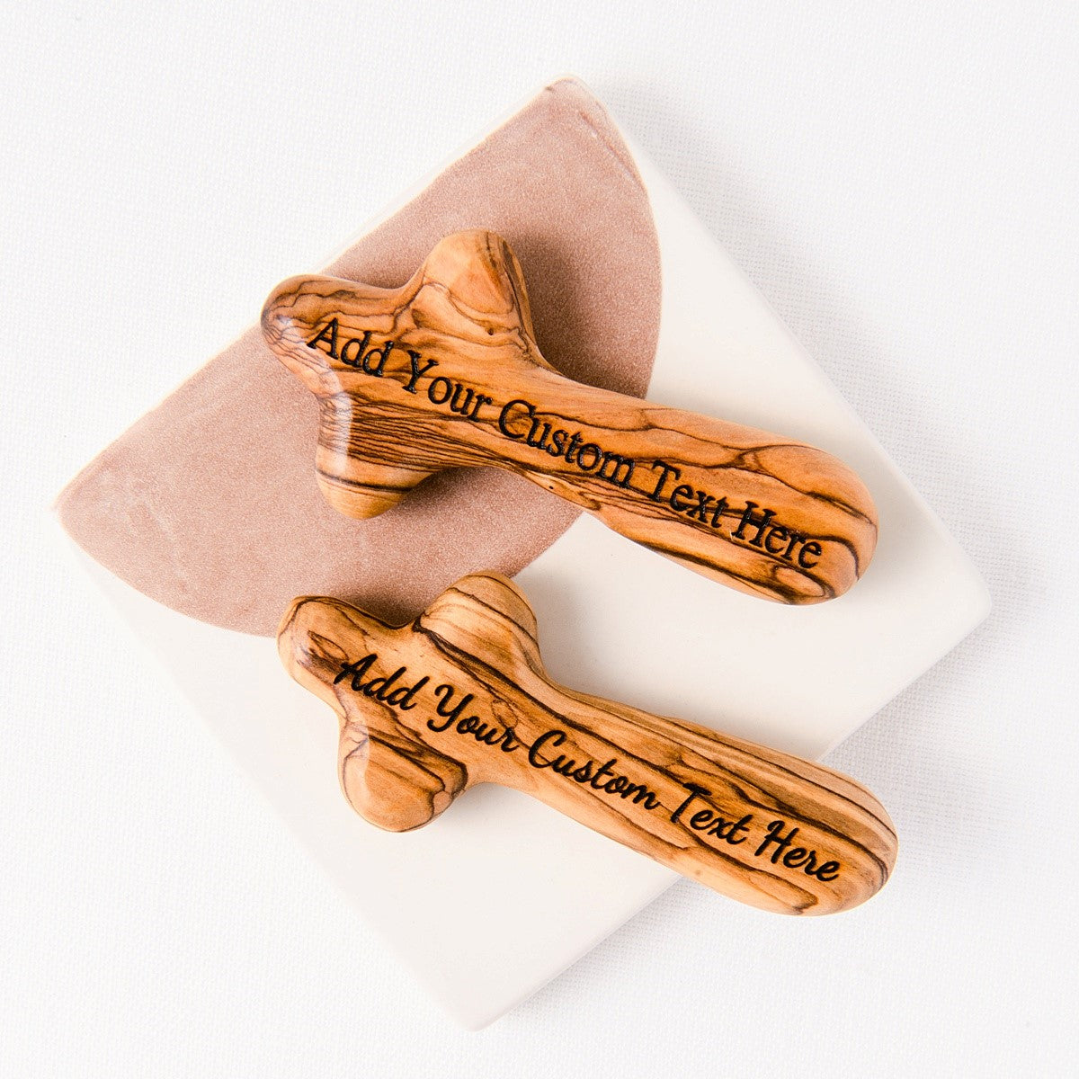 Custom Personalized Bethlehem Olive Wood Comfort Cross | Engraved Holy Land Prayer Cross