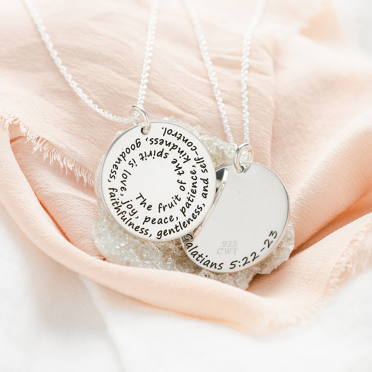 Sterling Silver Spiral Pendant Necklace | Fruit of the Spirit | Galatians 5:22