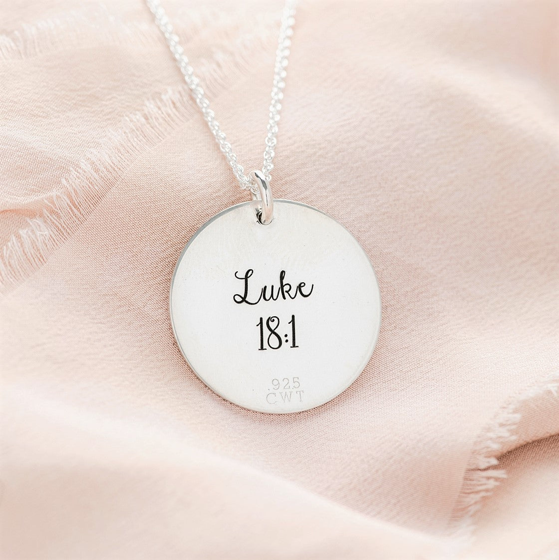 Sterling Silver Pray & Never Give Up Pendant Necklace | Luke 18:1