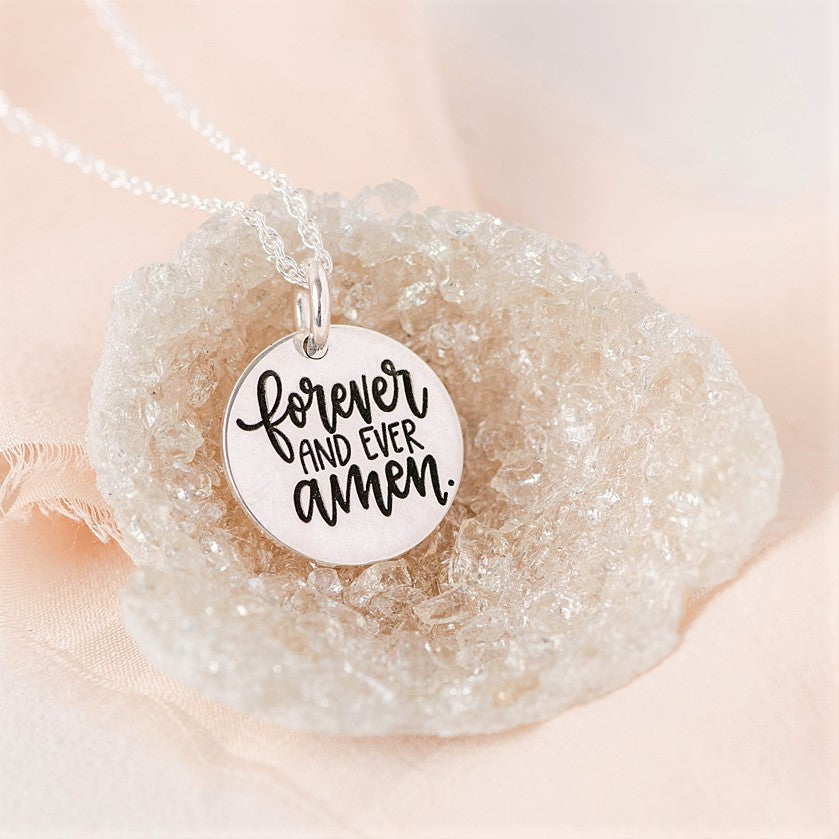 Sterling Silver Forever and Ever Amen Pendant Necklace | Ephesians 3:20-21