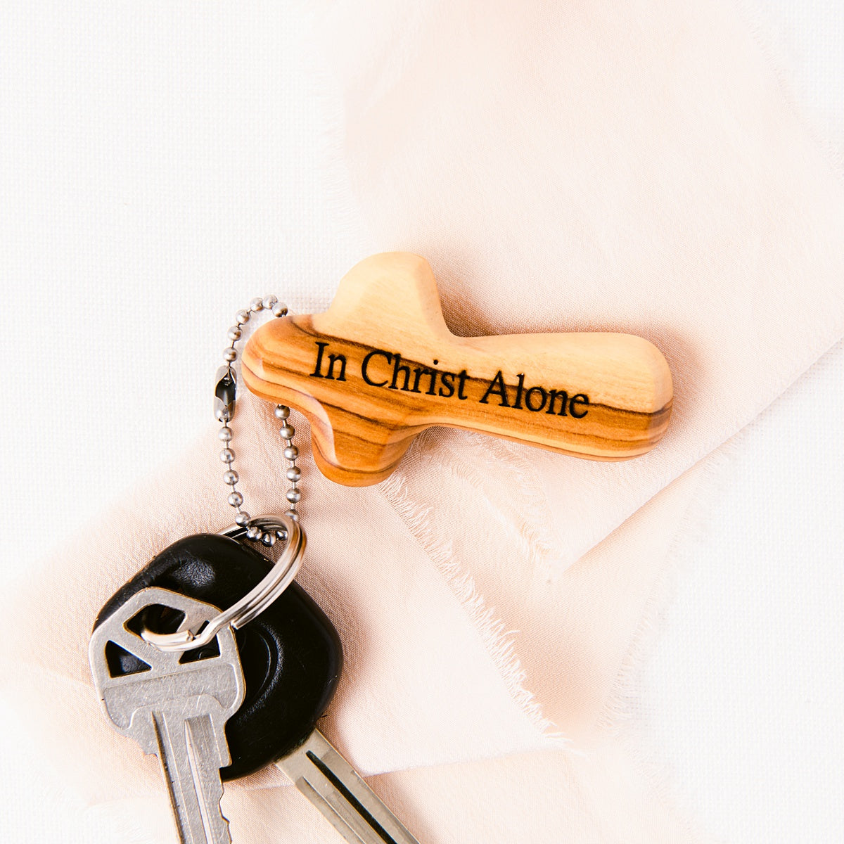 Holy Land Olive Wood Bethlehem Cross Keychain | Choose Your Engraved Inscription