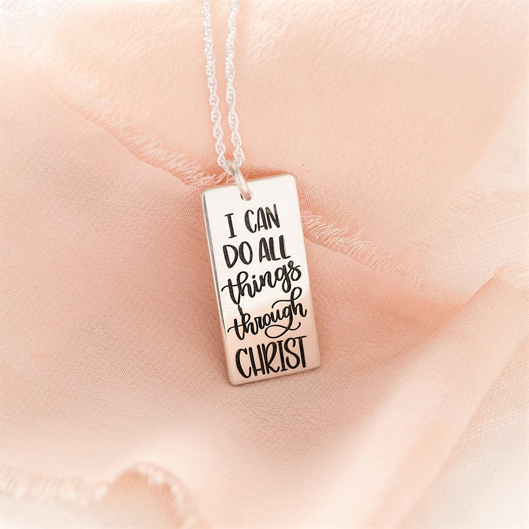 Sterling Silver I Can Do All Things Through Christ Pendant Necklace | Philippians 4:13