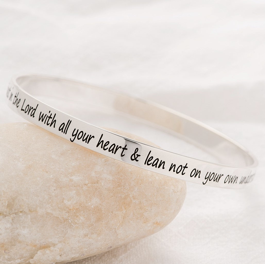 Sterling Silver Proverbs 3:5 Bangle Bracelet | Trust in the Lord