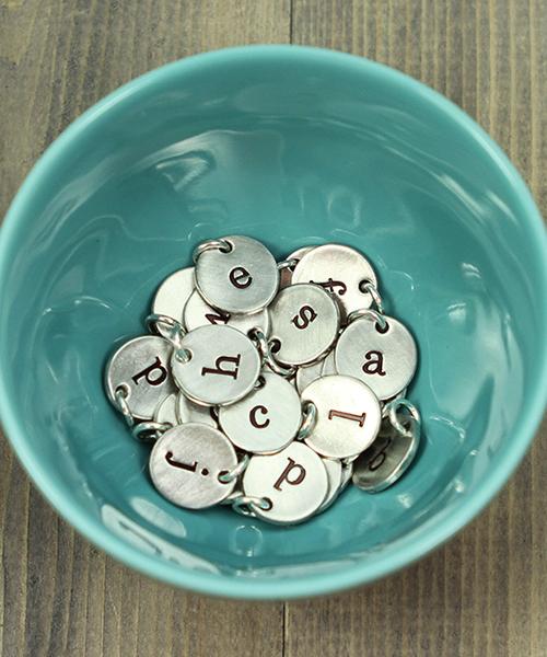 Fine Pewter Initial Charms | Alphabet Letter Disc Charm