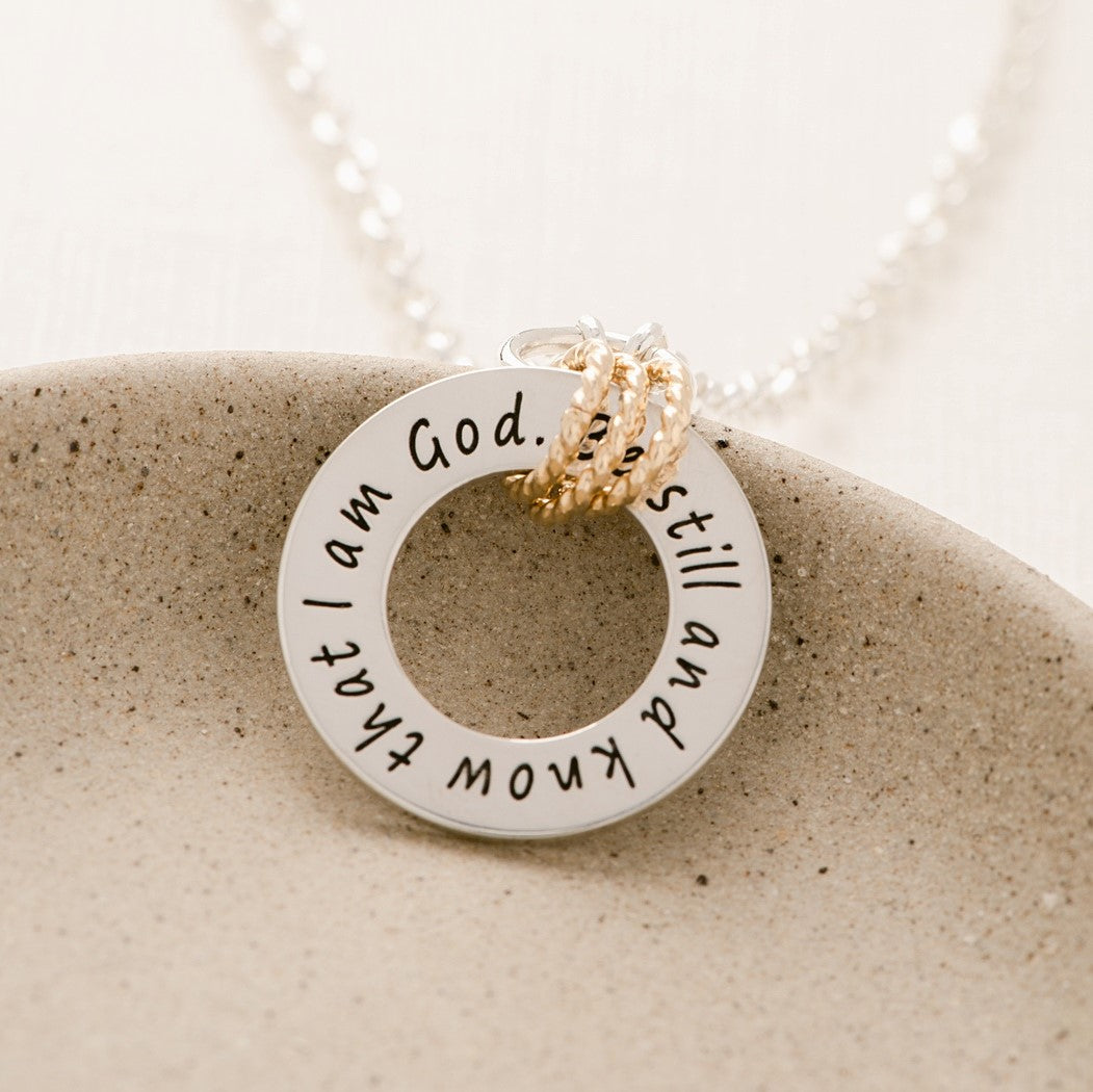 Sterling Silver Scripture Verse Washer Necklace