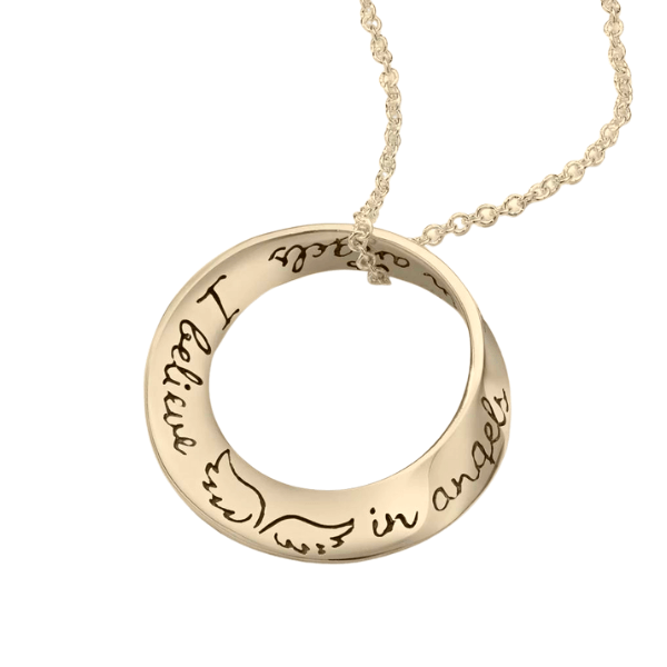 14k Gold Mobius Twist Pendant Necklace | I Believe in Angels