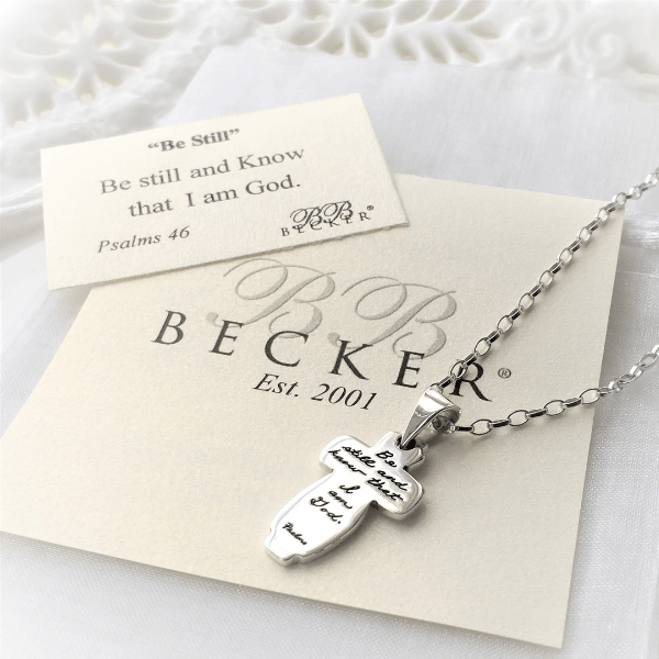 Be Still and Know Sterling Silver Cross Necklace | Psalm 46:10 | BB Becker