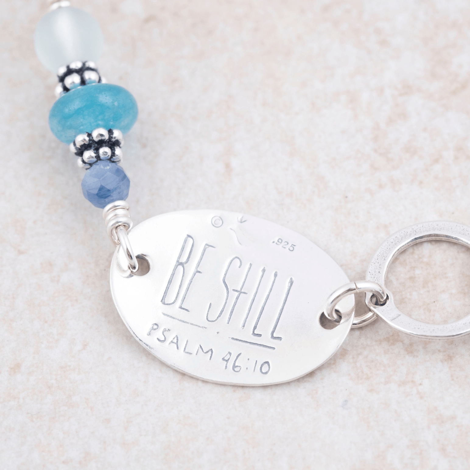 Sterling Silver Be Still Ocean Waves Link Bracelet | Psalm 46:10