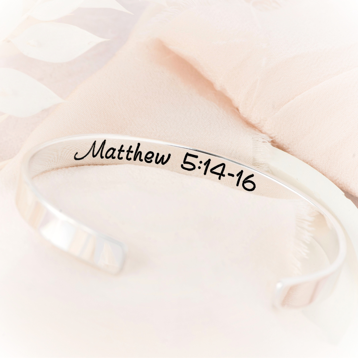 Be the Light Engraved Cuff Bracelet | Matthew 5:14-16 | Sterling Silver or 14k Gold