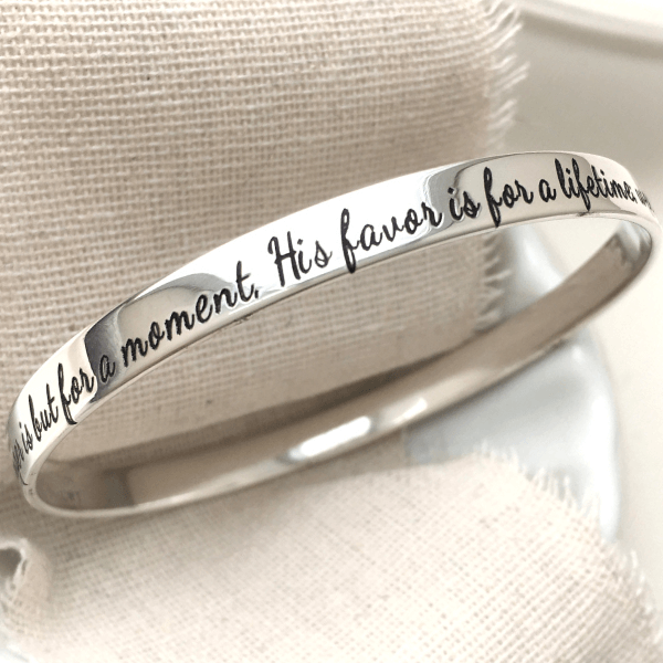 Sterling Silver Custom Engraved Personalized Bangle Bracelet