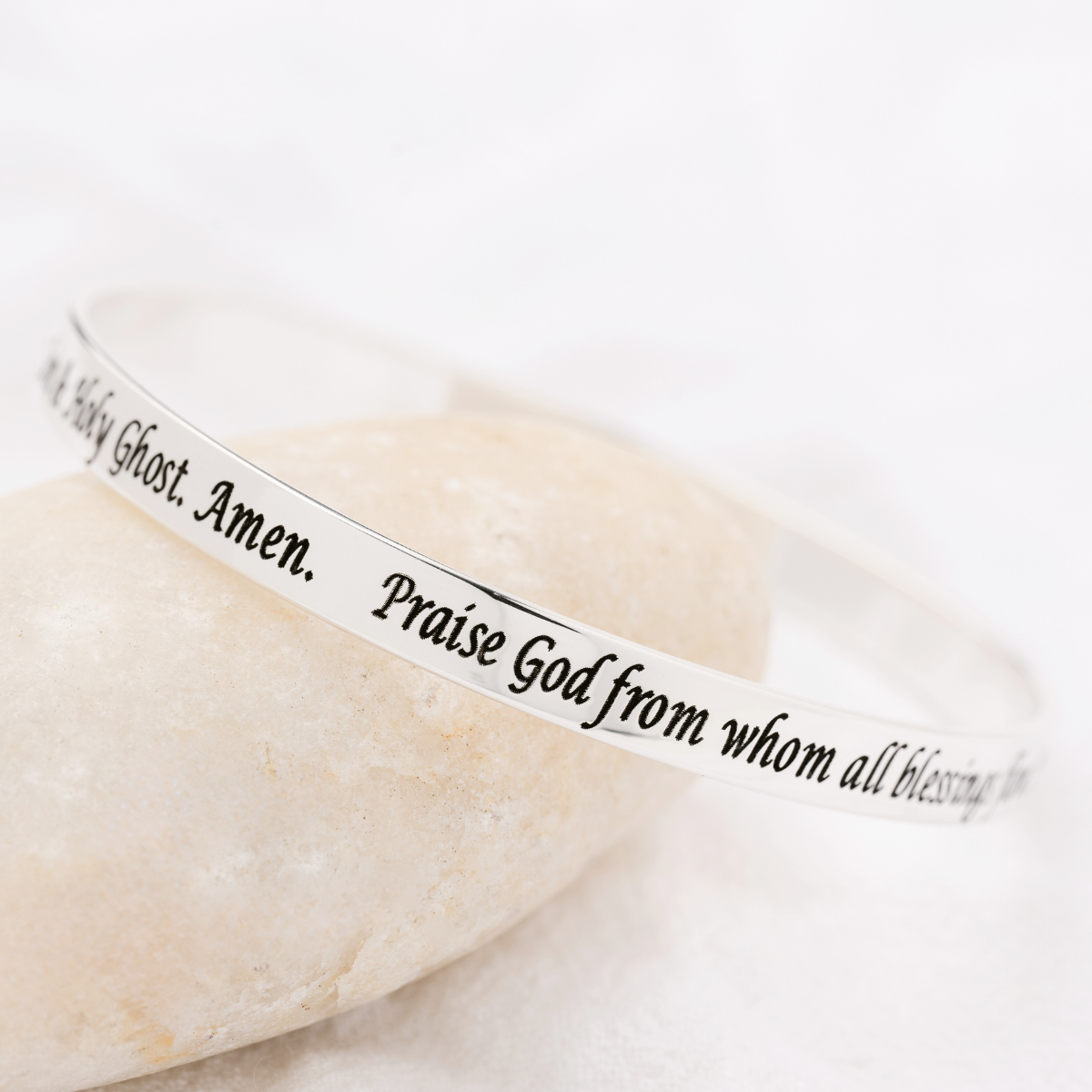 Doxology Sterling Silver Bangle Bracelet | Praise God From Whom All Blessings Flow
