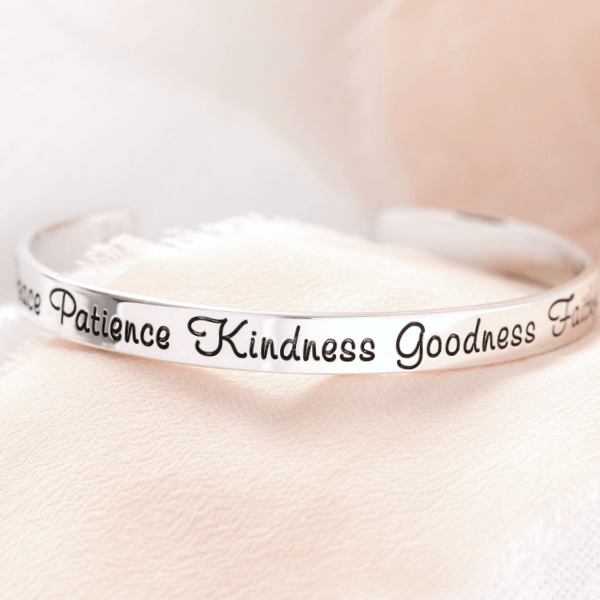 Fruit of the Spirit Engraved Cuff Bracelet | Galatians 5:22 | Sterling Silver or 14k Gold