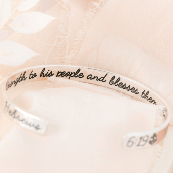 Hope Anchors the Soul Engraved Cuff Bracelet | Hebrews 6:19 | Sterling Silver or 14k Gold