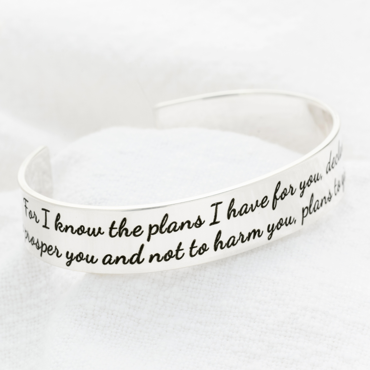 Jeremiah 29:11 Engraved Cuff Bracelet | Sterling Silver or 14k Gold