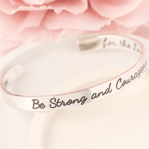 Joshua 1:9 Sterling Silver Cuff Bracelet | Be Strong and Courageous