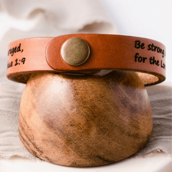 Genuine Leather Engraved Scripture Verse Bracelets | Choose Your Verse