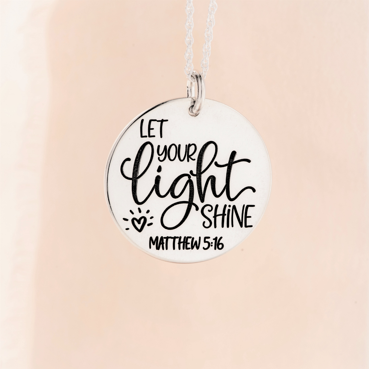 Sterling Silver Let Your Light Shine Pendant Necklace | Matthew 5:16