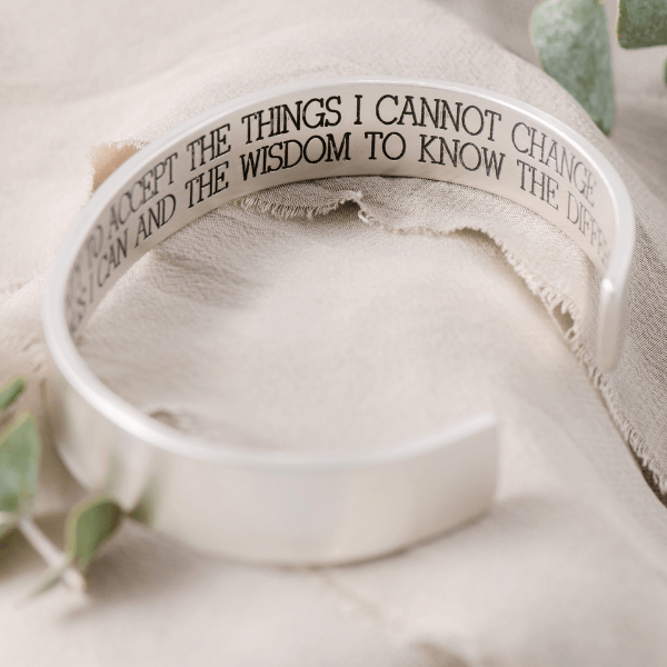 Men's Sterling Silver Engraved Heavy Cuff Bracelet | Serenity Prayer