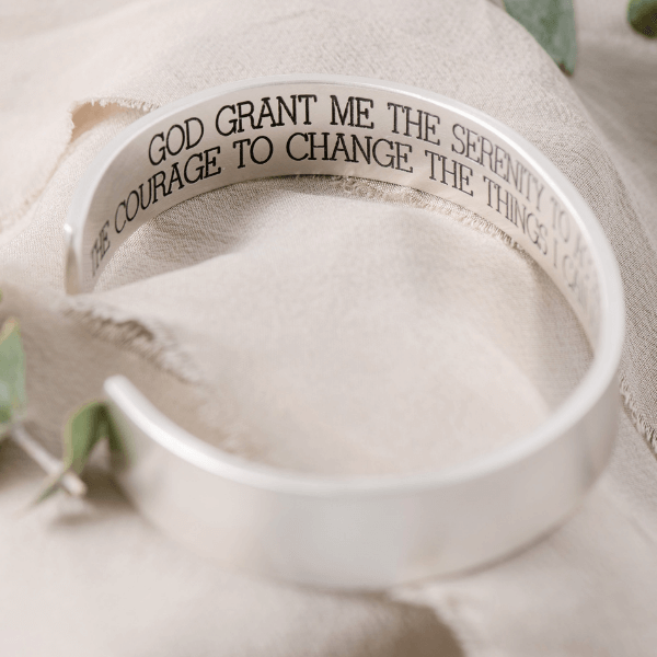 Men's Sterling Silver Engraved Heavy Cuff Bracelet | Serenity Prayer