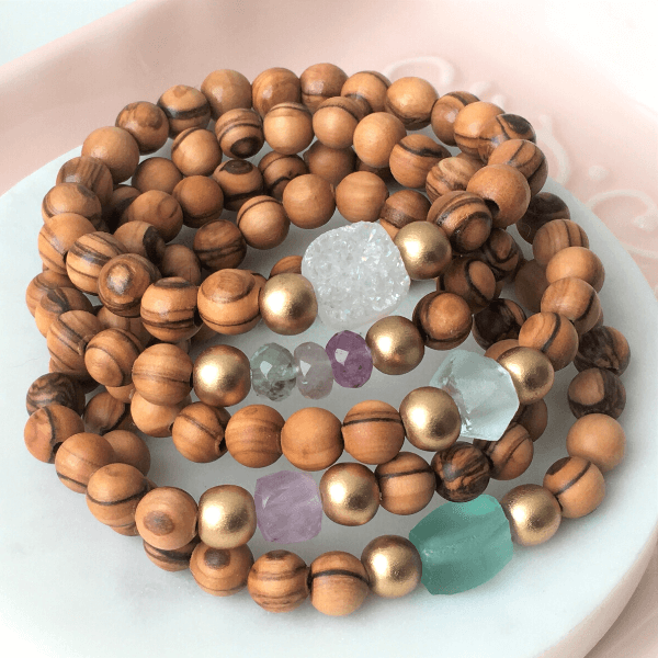 Holy Land Olive Wood Beaded Bracelet | Stacking Stones