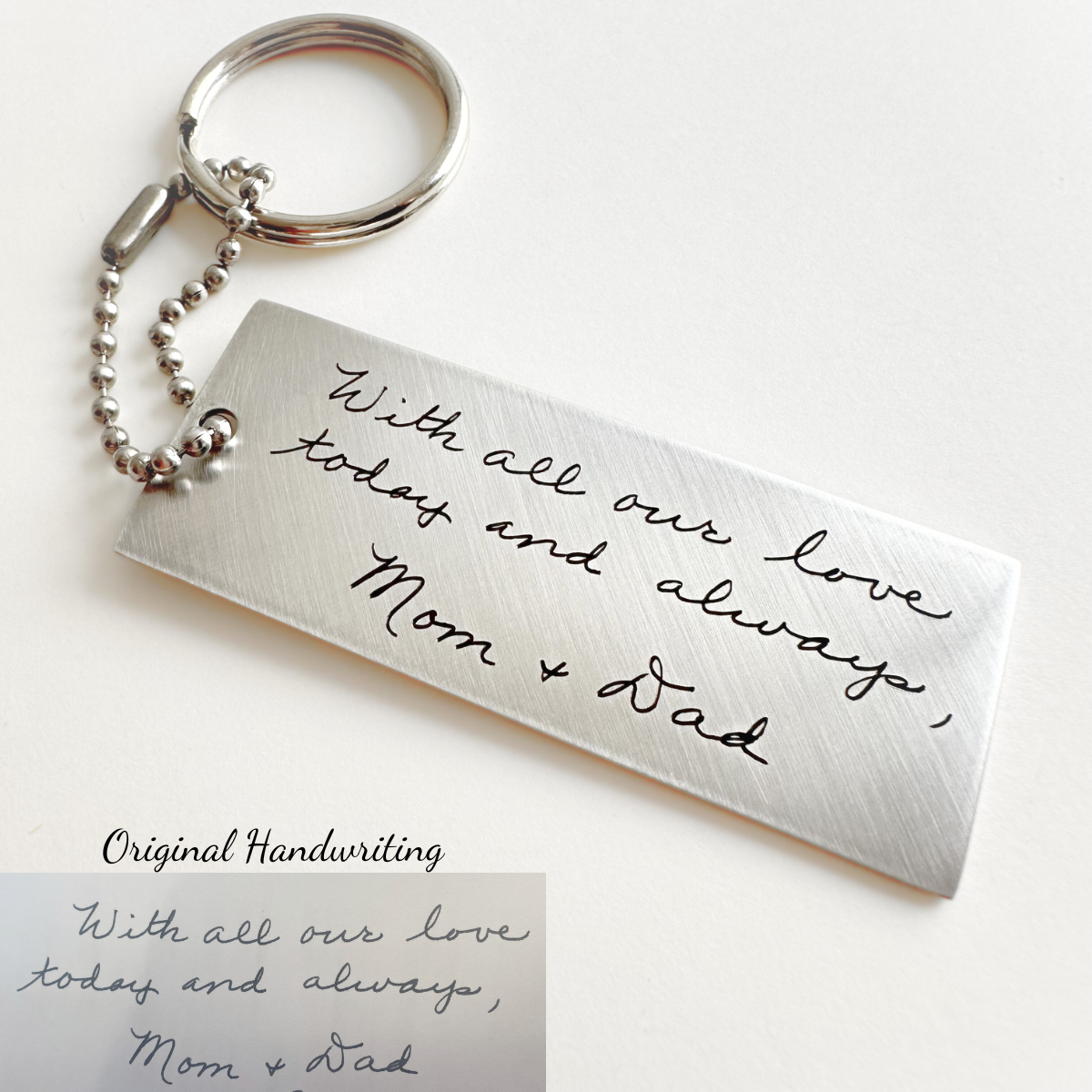 Stainless Steel Custom Engraved Keychain | Personalized with Your Actual Handwriting