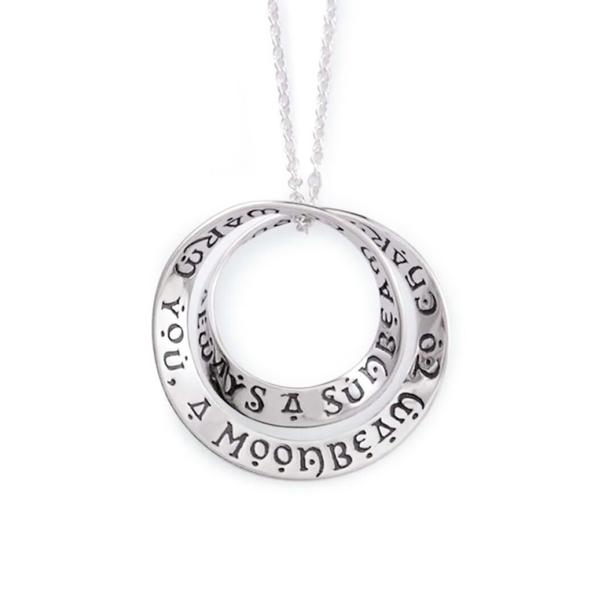 Irish Blessing Sterling Silver Double Mobius Twist Necklace | St. Patrick Quote