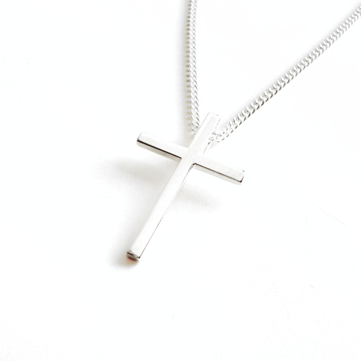 Sterling Silver Tall Cross Pendant Necklace