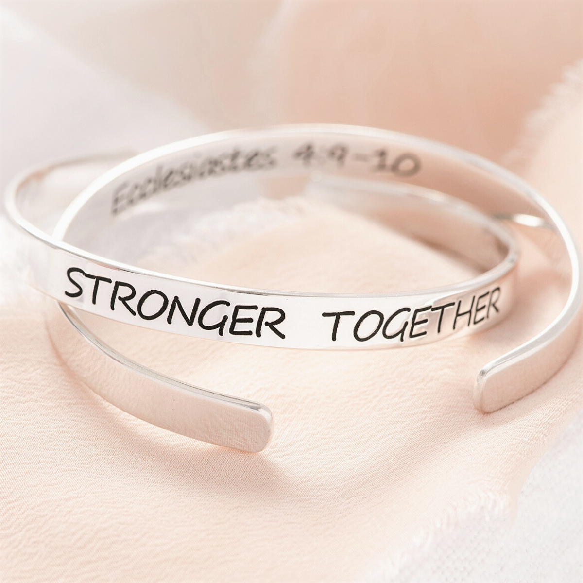 Stronger Together Friendship Bracelet | Ecclesiastes 4:9-10 | Sterling Silver or 14k Gold